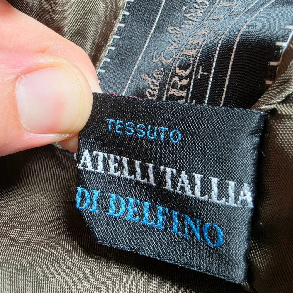 Canali Milano Full Suit Men 48(38) Brown Wool Micro-check 2-Button Pleated 32x29